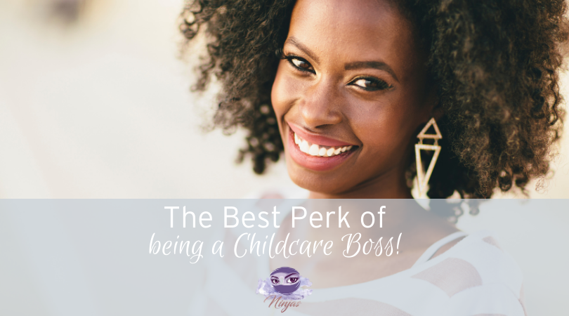 smiling black woman title image "the best perk of being a childcare boss"